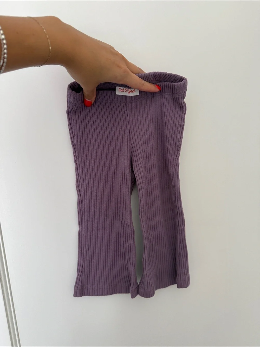 Cat & Jack Purple Ribbed Long Sleeve Top & Flair Pant Set 18M